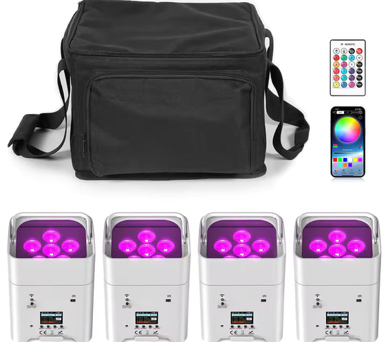 Par Led sur batterie RGBWA + UV LED 6x18W DMX