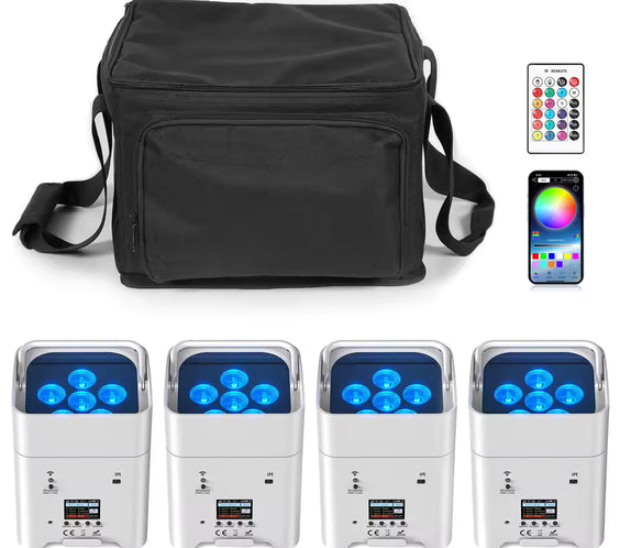 Par Led sur batterie RGBWA + UV LED 6x18W DMX